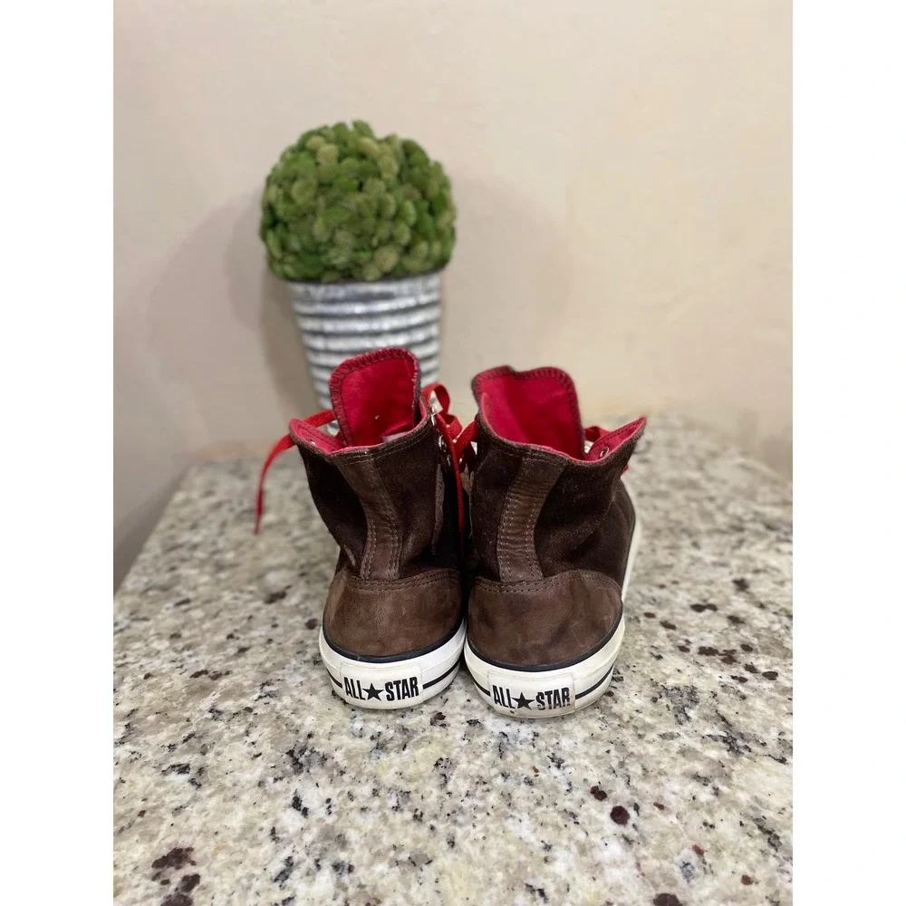 Converse Chuck Taylor All Star‎ High Top Brown Suede Red Laces Mens 8 Womens 10 - Picture 4 of 6